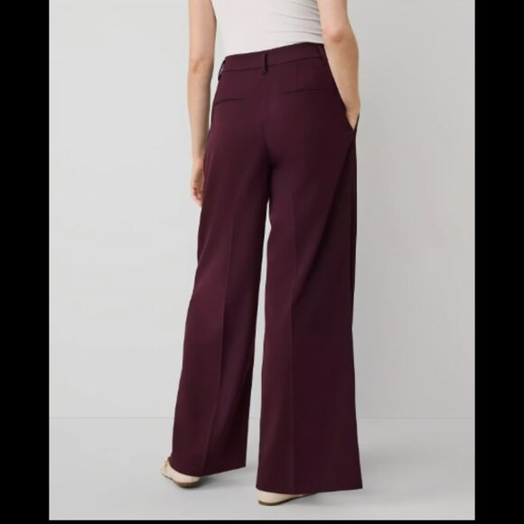 ANN TAYLOR THE PLEATED WIDE LEG PANT TROUSER PLUM ROSE BURGUNDY WINE $139 00 - Picture 4 of 8